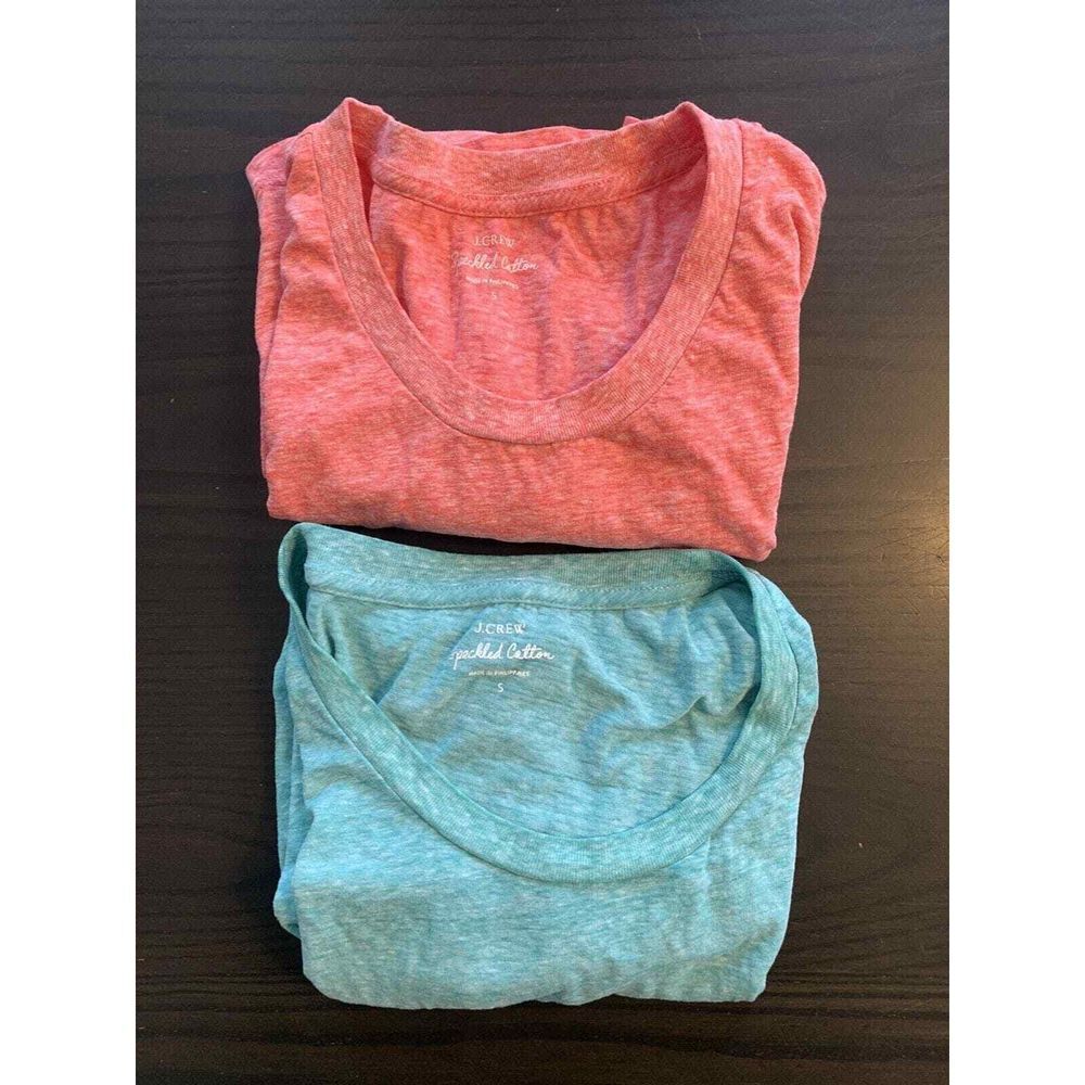 J. Crew Lot Of 2 T Shirts Womens Small Speckled Cotton Short And Long Sleeve